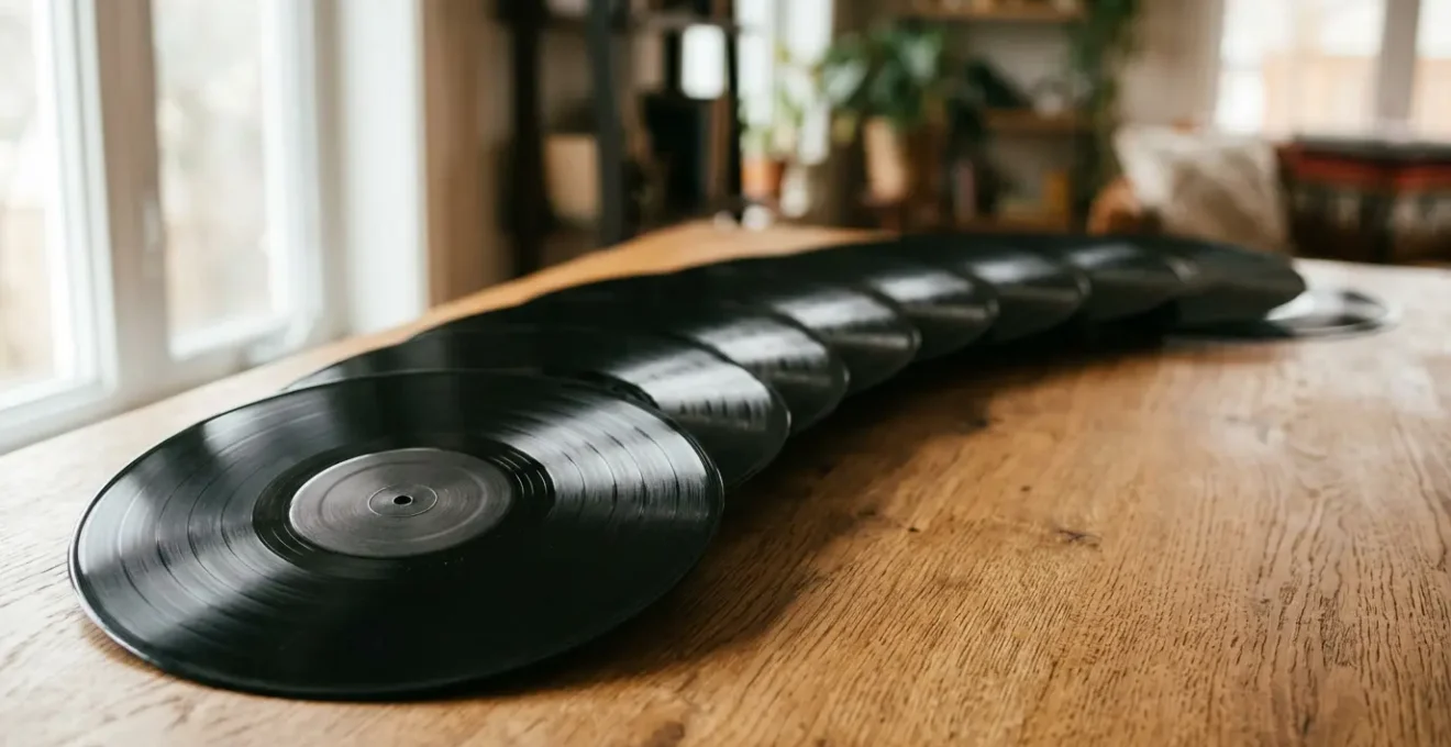 Vinyl records arranged in sequence showing narrative flow and musical progression