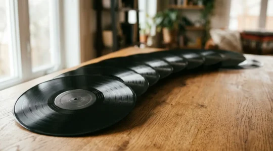 Vinyl records arranged in sequence showing narrative flow and musical progression