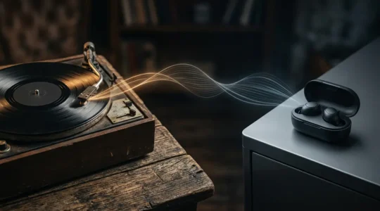 Symbolic representation of generational music rebellion through contrasting musical eras