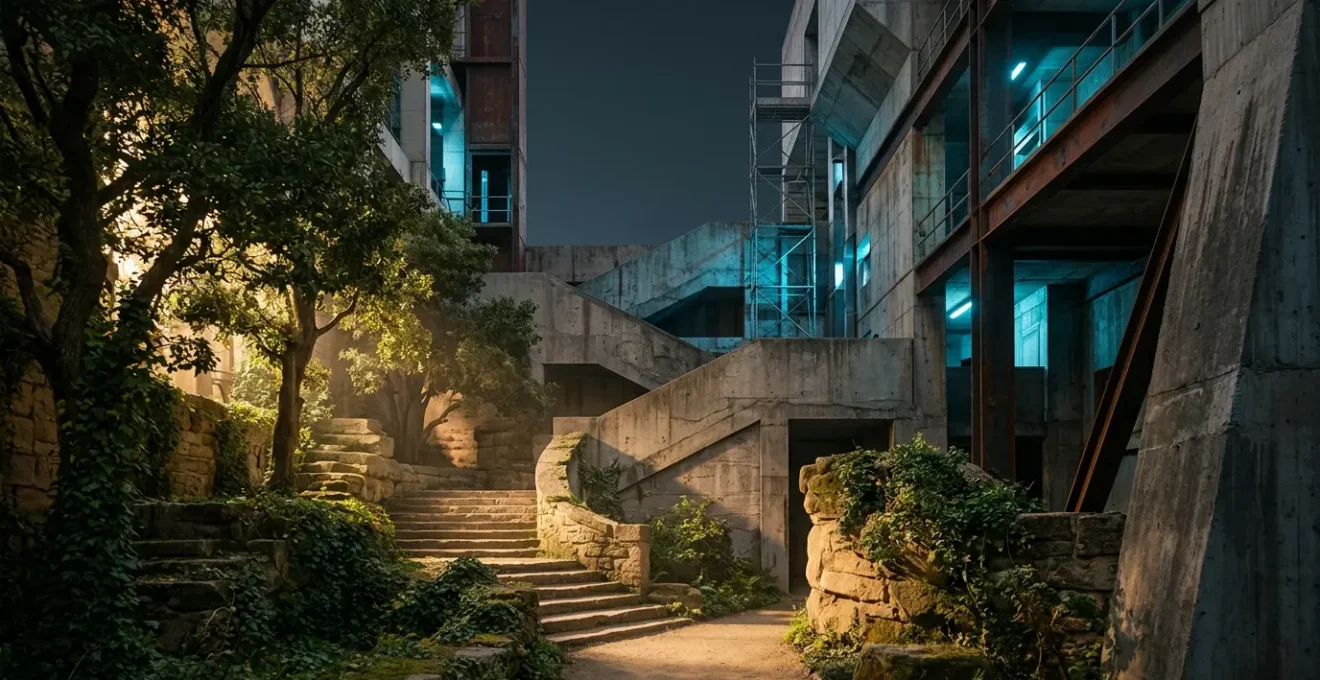 Abstract visualization of dynamic musical progression through contrasting sections and movements