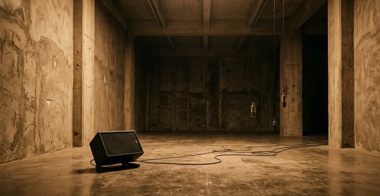 Vintage recording studio echo chamber with speaker and microphones capturing natural reverb for authentic 60s sound