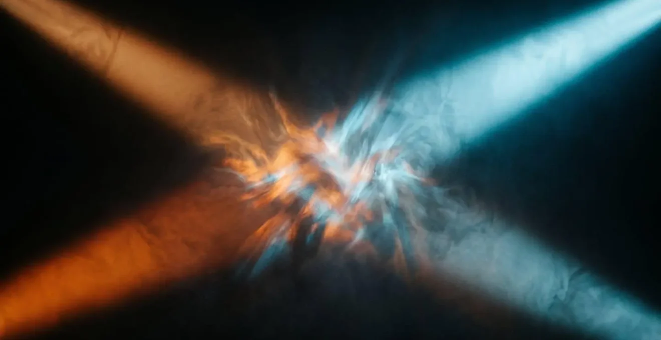 Abstract visualization of audio frequency spectrum showing contrasting light and shadow patterns