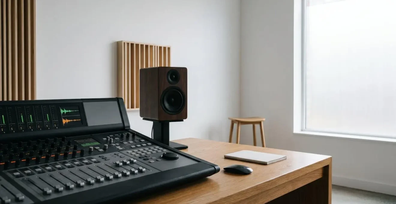 Audio mixing environment showing EQ workflow in professional studio context