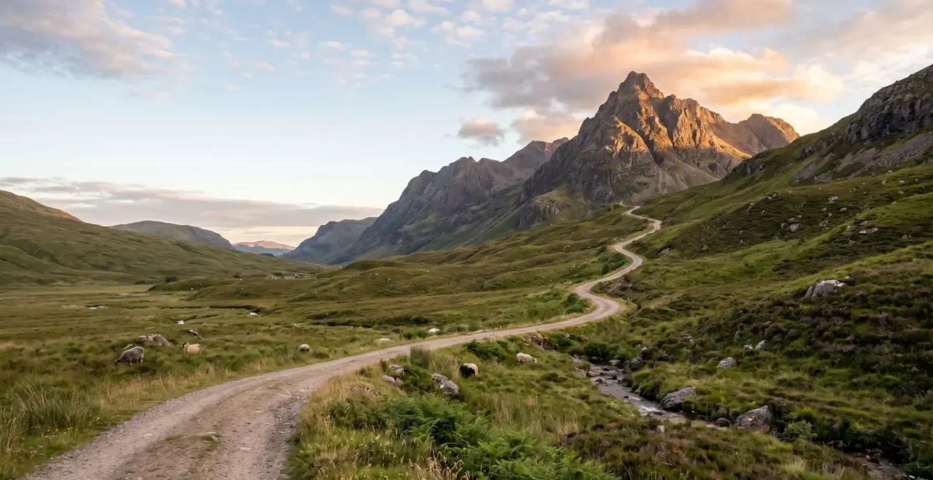 Environmental scene showing a journey from a calm beginning to a dramatic climax with a natural progression