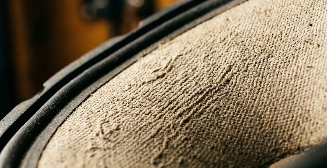 Detailed close-up view of vintage guitar amplifier speaker cone showing texture and construction that shapes punk rock tone